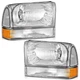 WEELMOTO Pair Headlights For 1999-2004 Ford F250 F350 F450 Super Duty Excursion