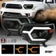 Fit 2012-2015 Toyota Tacoma Black Smoke Sequential LED Tube Projector Headlights