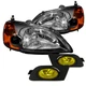 For HONDA 2001-2003 CIVIC CRYSTAL HEADLIGHTS+BUMPER LAMPS
