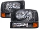 Headlights 4-Pc Halogen Black Set Fits 99-04 Ford Superduty / 00-05 Excursion