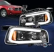 For 2006-2010 Dodge Charger LED Tube Projector Headlights Headlamps Black LH+RH