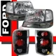 1998-2000 Ford Ranger Headlights Bumper Signal & Tail Lights Black