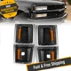 ANZO Black Clear Lens w/ Amber Reflector Corner Lights for 94-99 Chevy C/K1500