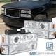 Fits 94-98 GMC C/K C10 Sierra Yukon LED Projector Headlights+Corner Bumper Lamps