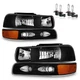 Pair Headlights For 1999-2002 Chevy Silverado 00-06 Suburban Tahoe with Bulbs