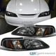 Fits 1994-1998 Ford Mustang 1PC Style Black Headlights Corner Signal Lamps 94-98