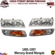 Headlight Assembly + Corner Lamp Left & Right For 1995-97 Mercury Grand Marquis