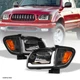 For 2001-2004 Toyota Tacoma Black Headlights+Corner Signal Lamp Amber w/LED Tube