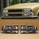 Headlights Assembly for 1998-2004 Chevy Blazer S10 w Bumper Lamps Black Housing