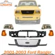 New Front Grille Assembly Headlight + Corner Light Kit For 2001-2003 Ford Ranger
