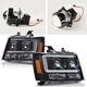 Fit For 07-14 Chevy Avalanche Tahoe Suburban Dual LED Projector Headlights Black