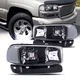 Headlights Assembly for 1999-2006 GMC Sierra 1500 2500HD 3500HD Black Left Right