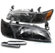 For 97-99 Toyota Camry Black Headlights Headlamps w/Corner Light+LED DRL Signal