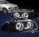 For 99 00 01 BMW E46 323i 325i 328i 4dr LED Halo Projector Headlight Black/Smoke