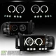Black Smoke 2002-2005 Dodge Ram 1500 2500 3500 LED Halo Projector Headlights Set