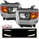 Projector Headlights Fits 2014-2015 GMC Sierra 1500 LED Strip Lamps L+R 14-18