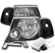 FOR 02-05 FORD EXPLORER XLS XLT BLACK HEADLIGHTS HEADLAMPS W/LED DRL+XENON HID
