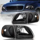 For 1997-2003 Ford F150 Expedition 97-03 Black Headlights+Corner Signal Lamp Set