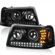 For 2001-2011 Ford Ranger Headlights Replacement Full Black LED Strip Projector