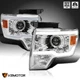 Clear Fits 2009-2014 Ford F150 LED Strip Tube Projector Headlights Headlamps