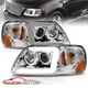 [LED C Light Bar]FIT 1997-2003 Ford F-150 Halo Ring Projector Chrome Headlights