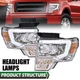 Pair Amber/Chrome LED DRL Headlights Assembly Fit For 2009-2014 Ford F150 F-150
