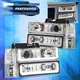 For 94-98 GMC C/K Yukon Sierra Clear LED DRL Projector Headlights +Bumper Corner