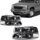 Headlight Assembly For 99-02 Chevy Silverado Halogen Chrome Clear Reflector