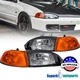 Fits 1992-1995 Honda Civic 2/3Dr Head Lights Black+Corner Lamps