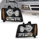 WEELMOTO Black Headlights For 2007-2014 Chevy Suburban Tahoe Avalanche LH+RH