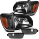 For 01-04 Toyota Tacoma Black Driving Headlights + Signal Corner Pair Lamps Set