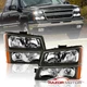 For 03-06 Chevy Silverado 1500 2500 3500 Headlights Lamps+ Signal Bumper Black