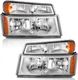 Headlights Chrome Housing Amber Reflector for Chevy Colorado GMC Canyon 2004-12 Headlights Chrome Housing Amber Reflector for Chevy Colorado GMC Canyon 2004-12