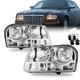 2PCS Chrome Halogen Headlights Assembly for 2005-2010 Chrysler 300 L+R W/Bulbs