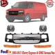 Front Grille Primed + Headlights Kit For 2003-2017 Chevy Express &GMC Savana Van