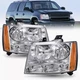 For 2007-2014 Chevy Avalanche Suburban Tahoe Chrome Amber Headlights Left+Right