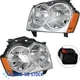 Pair Headlights Chrome Lamps 4-Door NEW For Jeep 2005-2007 Grand Cherokee