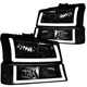 Pair For 2003-2006 Chevy Silverado 1500-3500 Headlights Headlamps w/ LED DRL L&R