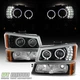 Black 2003-2006 Chevy Silverado 1500 LED Halo Projector Headlights+Bumper Lights