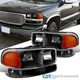 Fits 1999-2006 GMC Sierra Yukon Black Headlights+Bumper Signal Lamps Left+Right