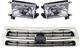 4RUNNER 99-00 GRILLE 3-pc Kit w/ Headlight Chrome Shell/Silver Black Insert 4 Cy