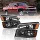 For 2002-2006 Chevy Avalanche Headlight Assembly Black Housing Light+Bumper Pair