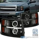 Fits 2007-2014 Chevy Silverado Pickup Black Smoke LED Halo Projector Headlights Fits 2007-2014 Chevy Silverado Pickup Black Smoke LED Halo Projector Headlights