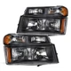 For 04-12 Chevy Colorado/GMC Canyon Bumper Headlights Black Housing Amber Corner For 04-12 Chevy Colorado/GMC Canyon Bumper Headlights Black Housing Amber Corner