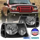 Fits 2001-2011 Ford Ranger Black Headlights+Corner Turn Signal Lights