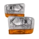 Headlight w/Chrome 4Pc Set Fits 99-04 F250 F350 F450 Super Duty/ Ford Excursion