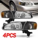 Fits 1998-2000 Toyota Corolla Black Headlights+Corner Lamps Signal Left+Right