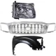 Grille Kit For 2001-2004 Toyota Tacoma with Driver Side Fender and Headlight