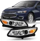 PAIR [Halogen Model] For 2016 2017 2018 Chevy Malibu Projector Chrome Headlights