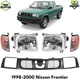 Front Grille Assembly Primed Black & Headlights For 1998-2000 Nissan Frontier
